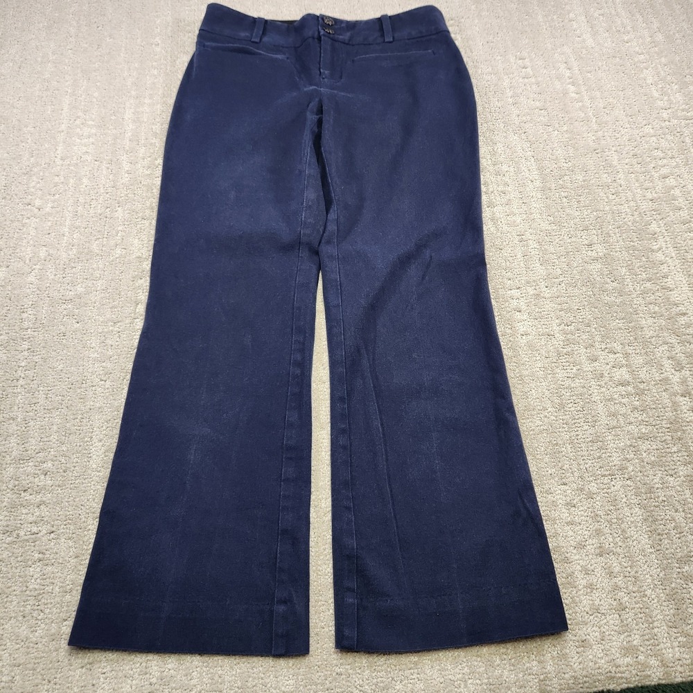 Anthropologie Pants Women‎ 0 The Essential Flare Crop Blue Low Rise Stretch